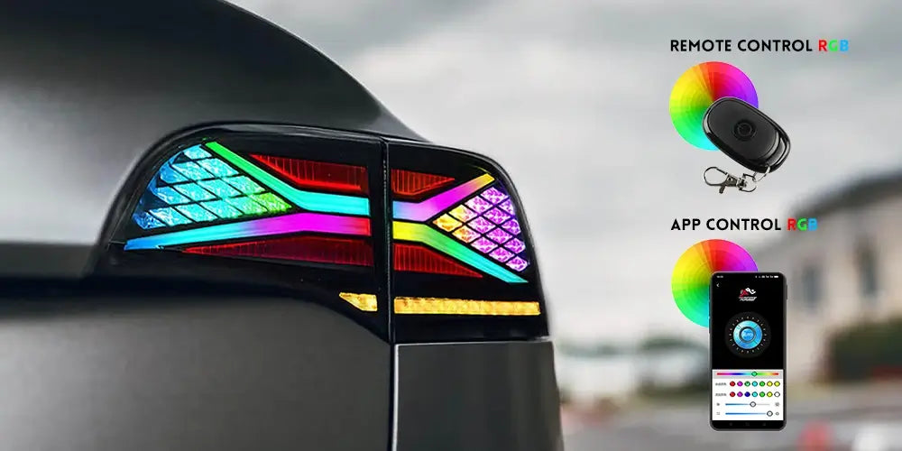 RGB AN led Tesla remote and app control of 