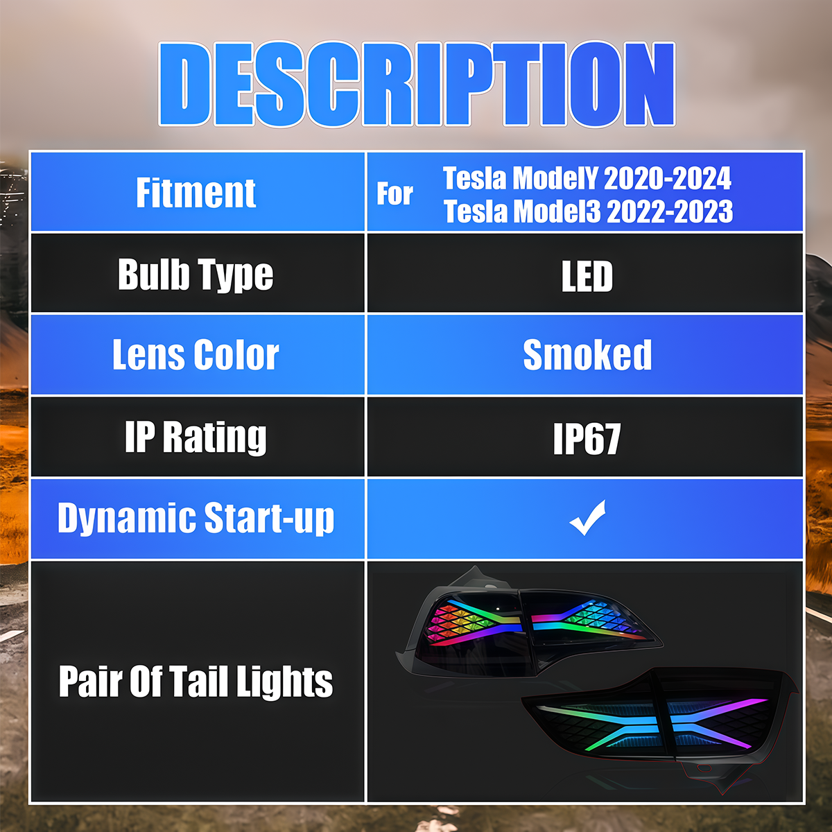 Tesla Model 3/Y 2020-2024 RGB Tail Lights - ClutchBlaze