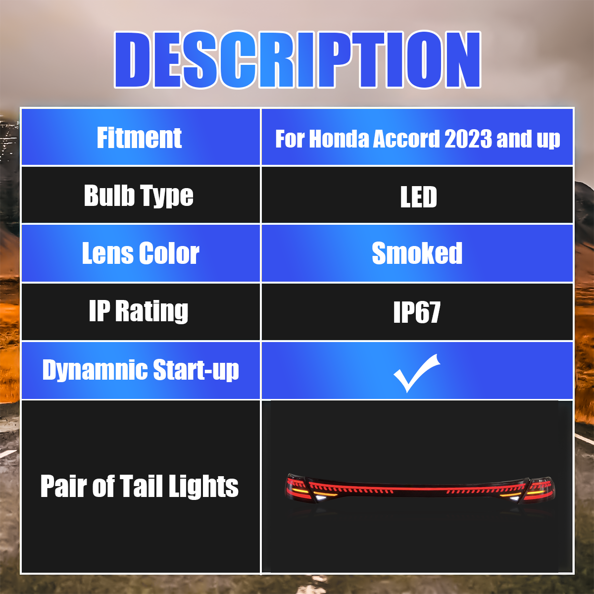 Honda Accord 2023-2026 Smoked Tail Lights - ClutchBlaze