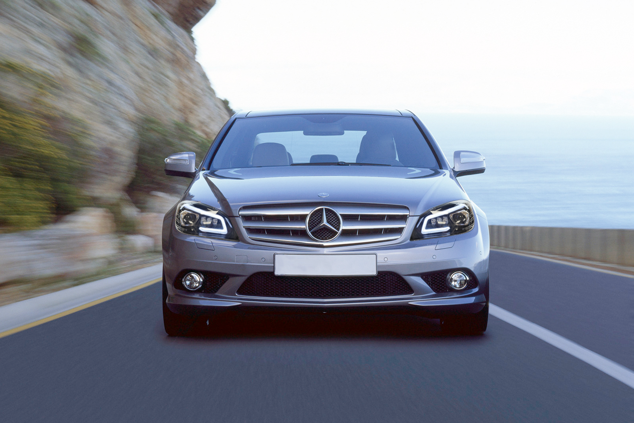 Benz C-class W204 08-11 headlights（LED Beam）light effect iin a car